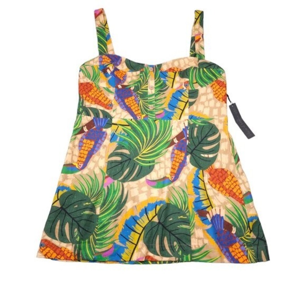 House of Harlow 1960 Linen Blend Toucan Tropical Mini Dress NWT Women's Size XL